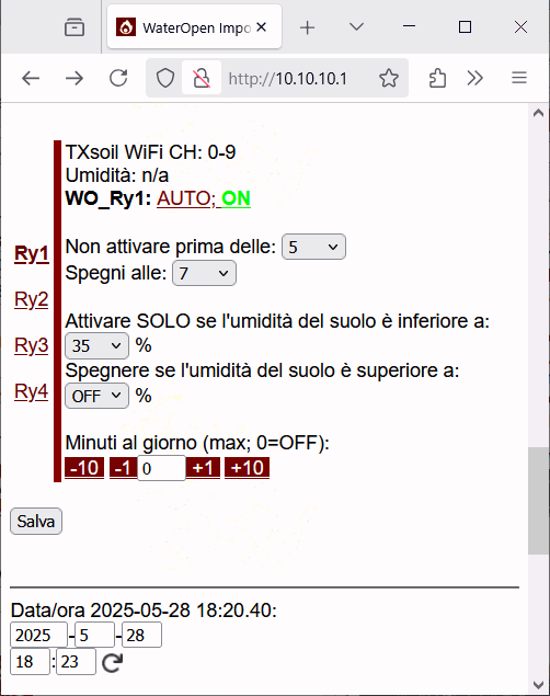 programmazione irrigazione acqua
