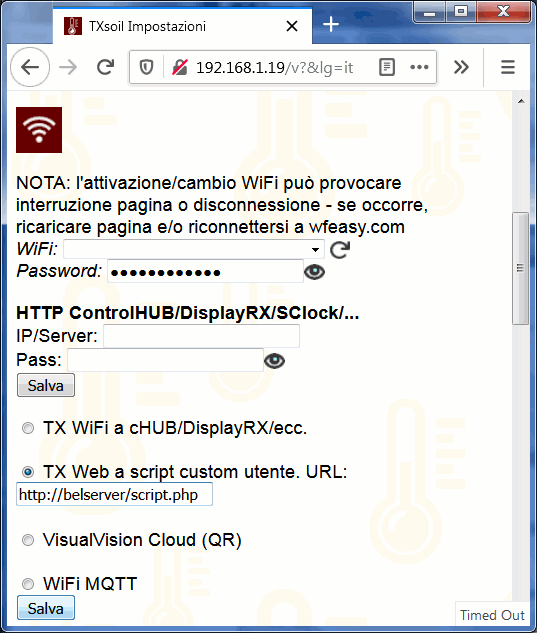 invio umidit� terreno server WEB