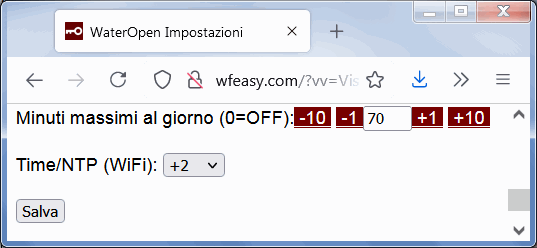 impostazione ora per irrigare