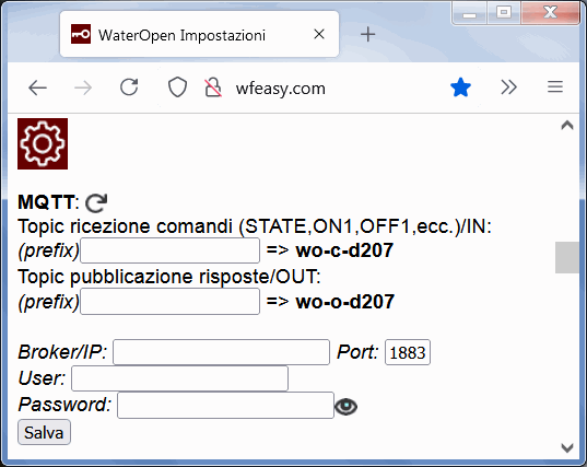 irriga apri chiudi acqua con MQTT HTTP