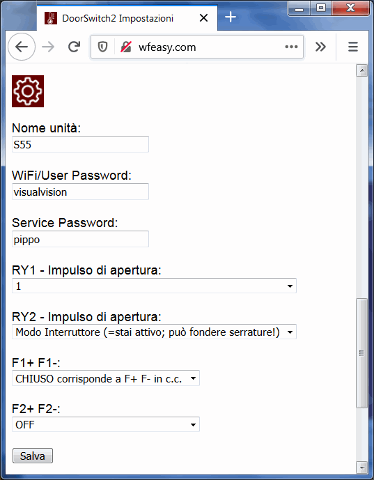 funzionamento DoorSwitch: apri porta o interruttore, scelta impulso, scelta uso fine corsa