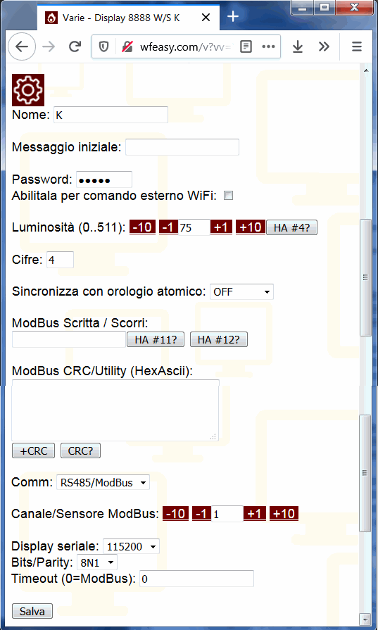 Display RS485 RS232 Seriale WiFi