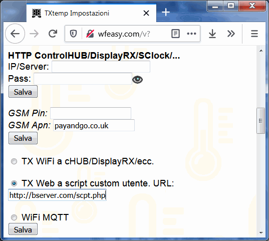 trasmetti temperatura WEB GSM