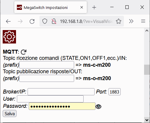 interruttore WiFi MQTT domotica